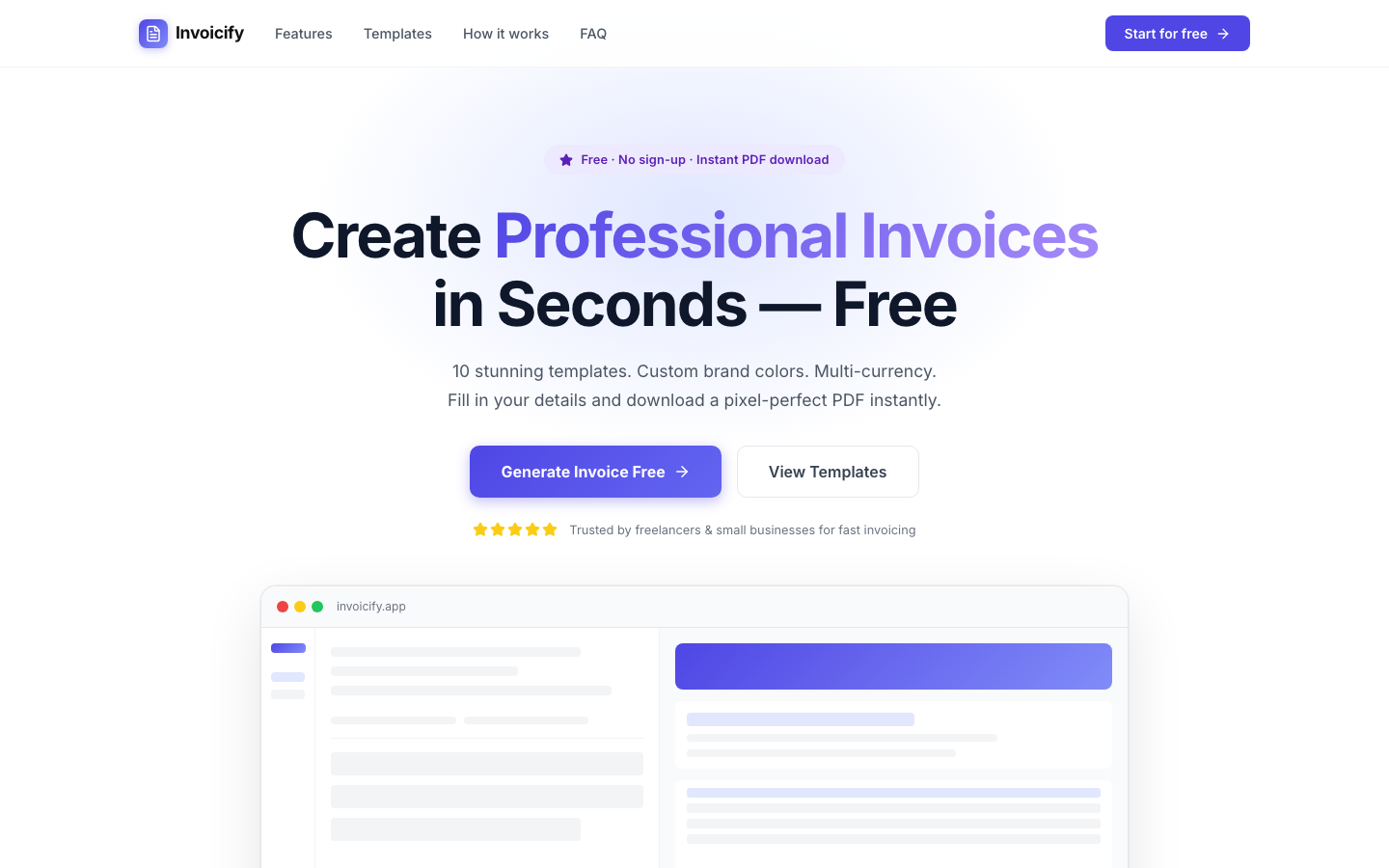 Invoicify — Free Invoice Generator